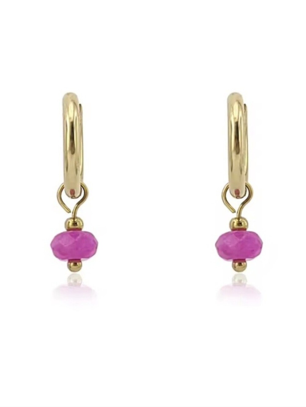 🩷💛NEW🩷💛 PRETTY!! SS PINK TOURMALINE Faceted Natural Stone Huggie Earrings